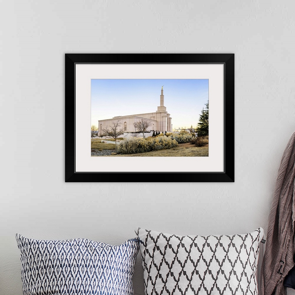 A bohemian room featuring The Albuquerque LDS Temple was constructed in 1998 in New Mexico. It's set in front of the arid A...
