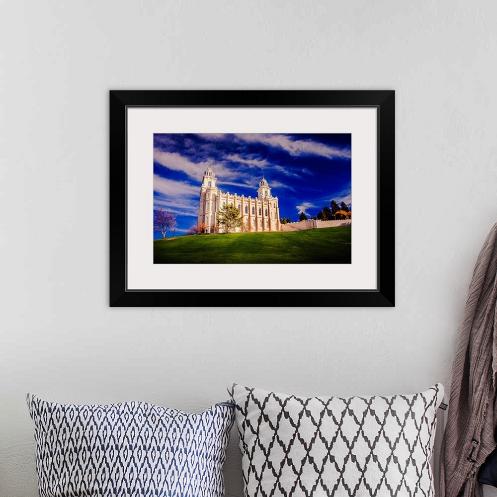 A bohemian room featuring The Manti Utah Temple is the third operating temple, making it one of the oldest. It was dedicate...