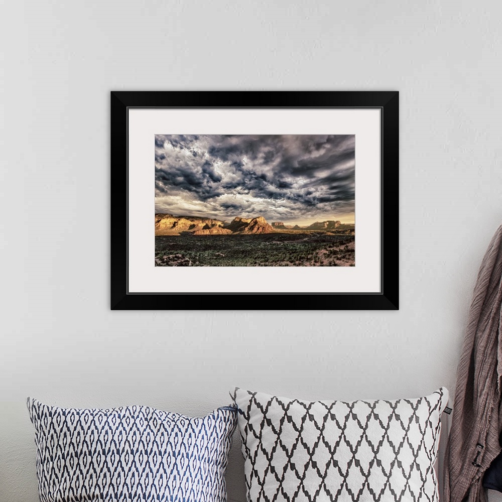 A bohemian room featuring Sunset with clouds over Sedona, Arizona