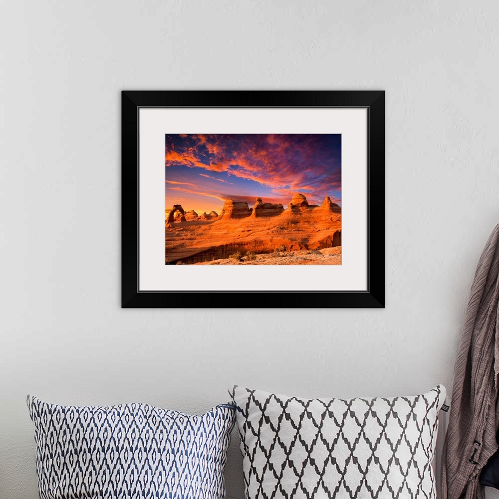 A bohemian room featuring Famous arched rock formation in Arches National Park, Utah.