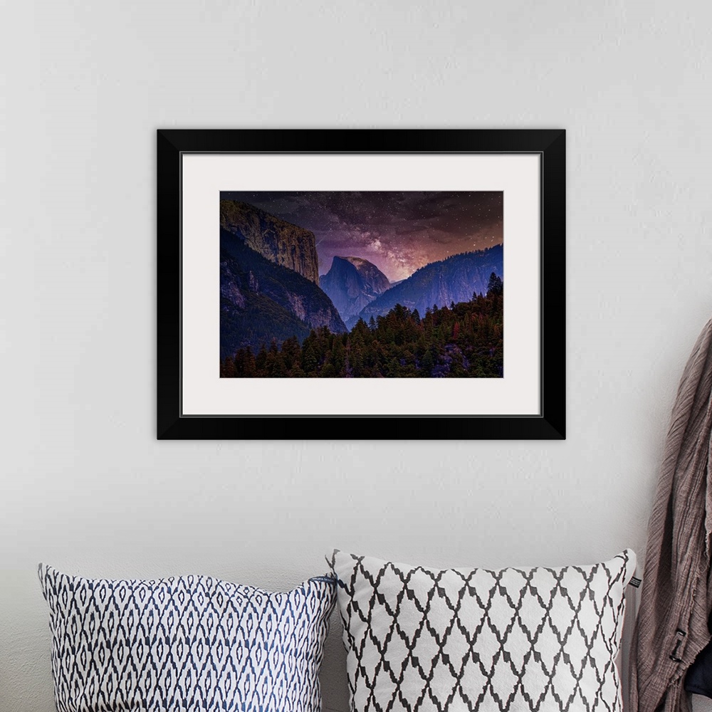A bohemian room featuring Night Sky With Yosemite National Park And Trees