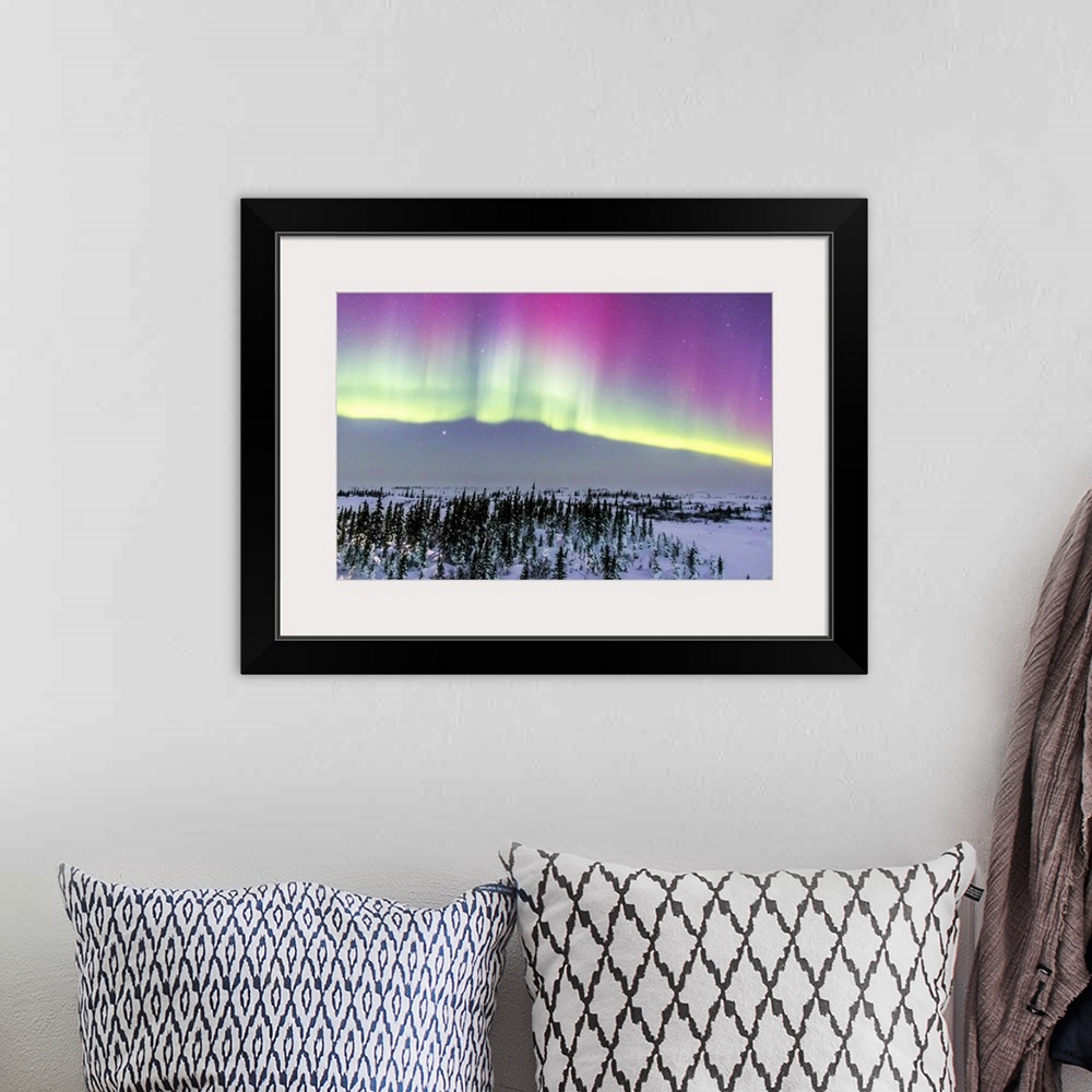 A bohemian room featuring February 20, 2015 - Aurora borealis from Churchill, Manitoba, Canada. This is looking north towar...