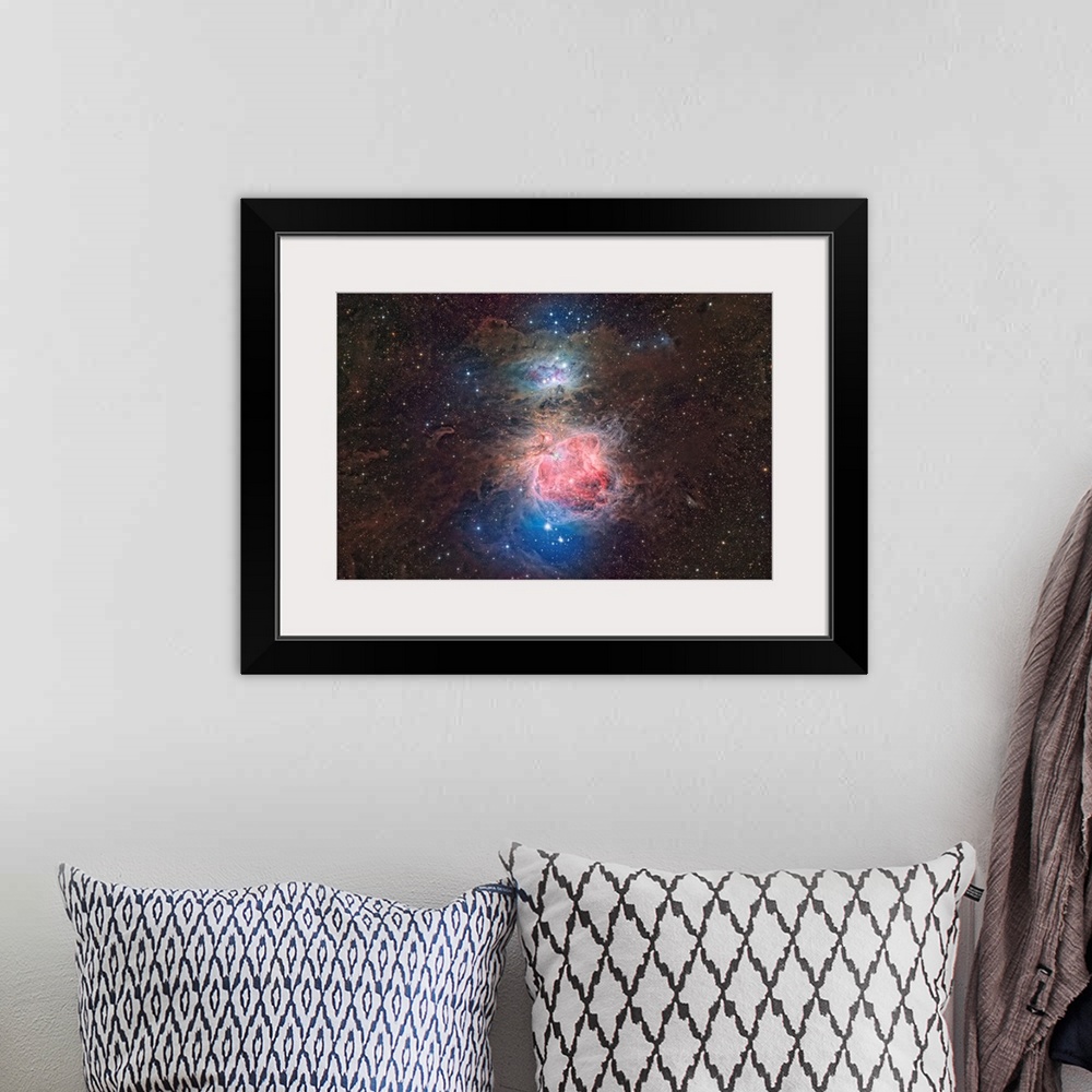 A bohemian room featuring Running Man Nebula Messier 43, And Orion Nebula, Messier 42