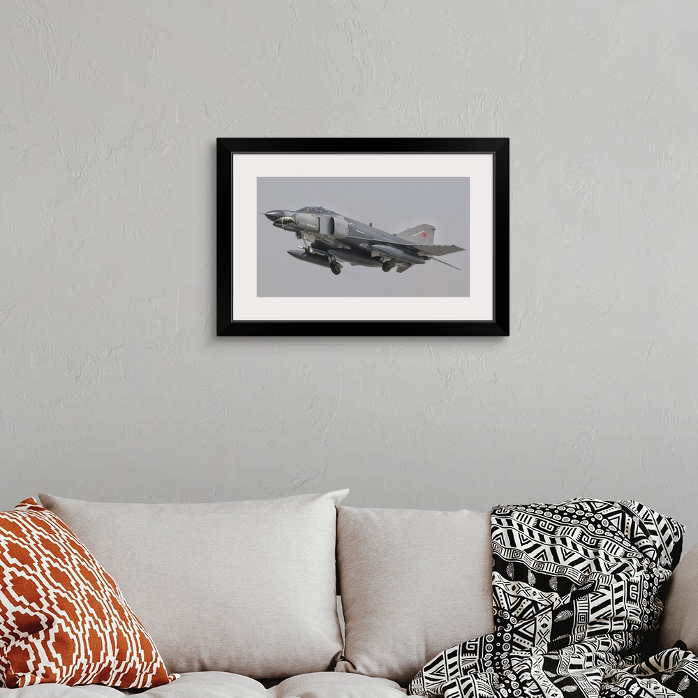 A bohemian room featuring Turkish Air Force F-4 Phantom flying over Turkey.