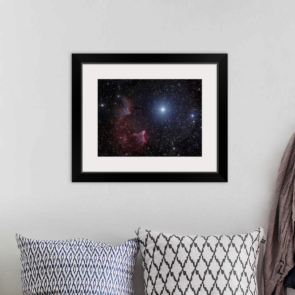 A bohemian room featuring Variable star Gamma Cassiopeiae, with associated emission and reflection nebulae.