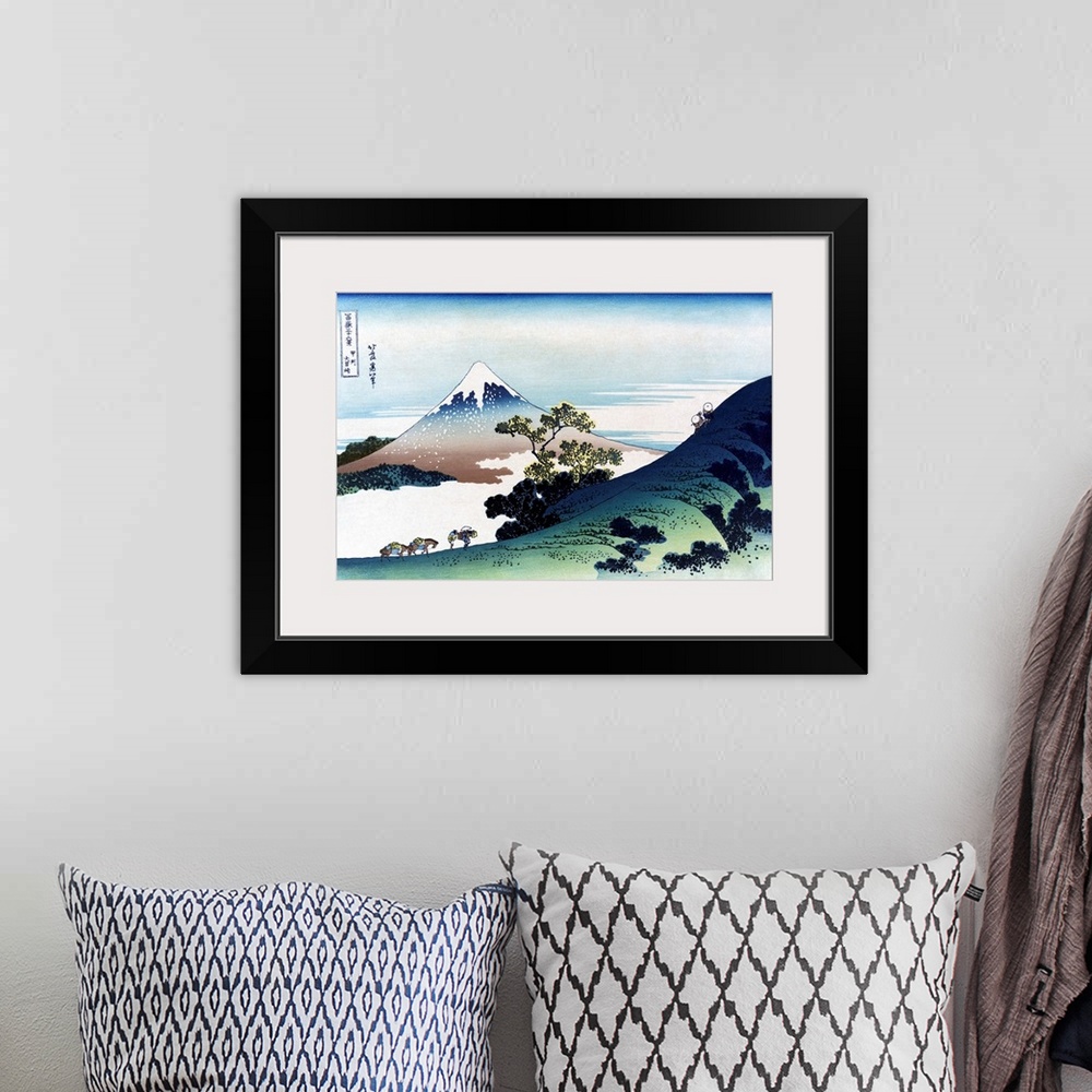 A bohemian room featuring Hokusai, Inume Pass. A View Of Inume Pass In the Kai Province, Japan, With Mount Fuji In the Back...
