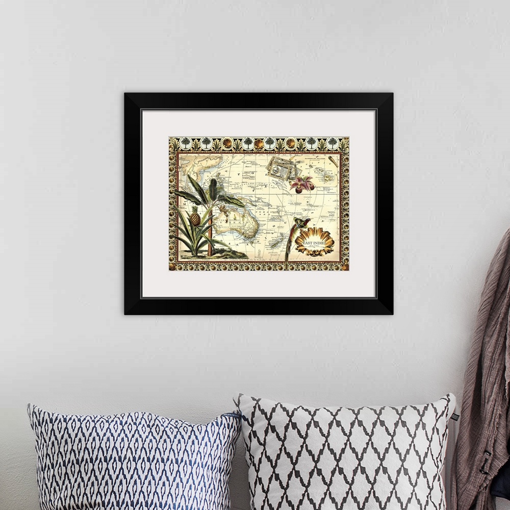 A bohemian room featuring Tropical Map of East Indies
