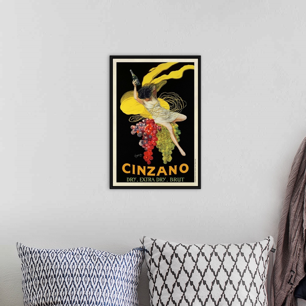 A bohemian room featuring Vintage advertisement of Cinzano (1920) by Leonetto Cappiello.