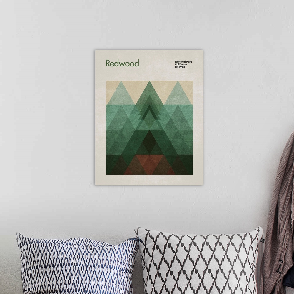 A bohemian room featuring Abstract Travel Redwood
