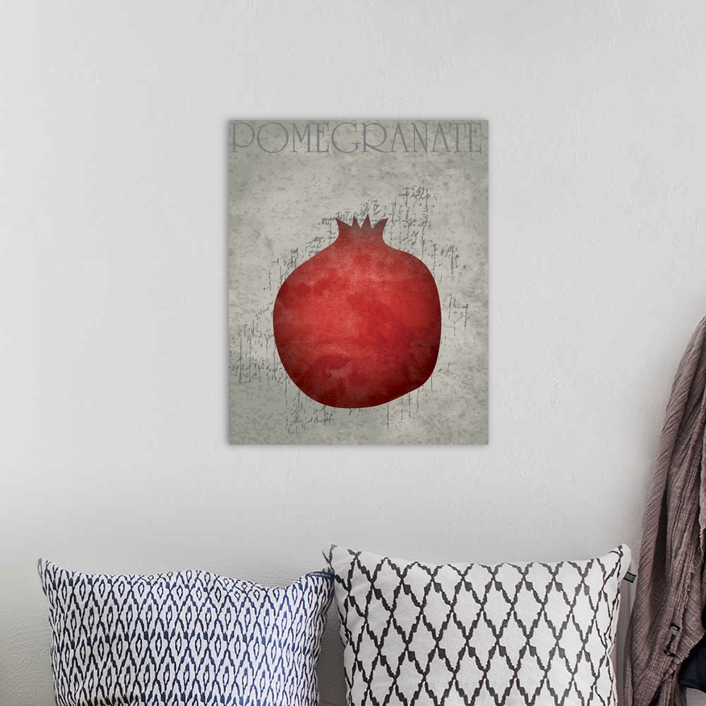 A bohemian room featuring Fruit Watercolor - Pomegranate