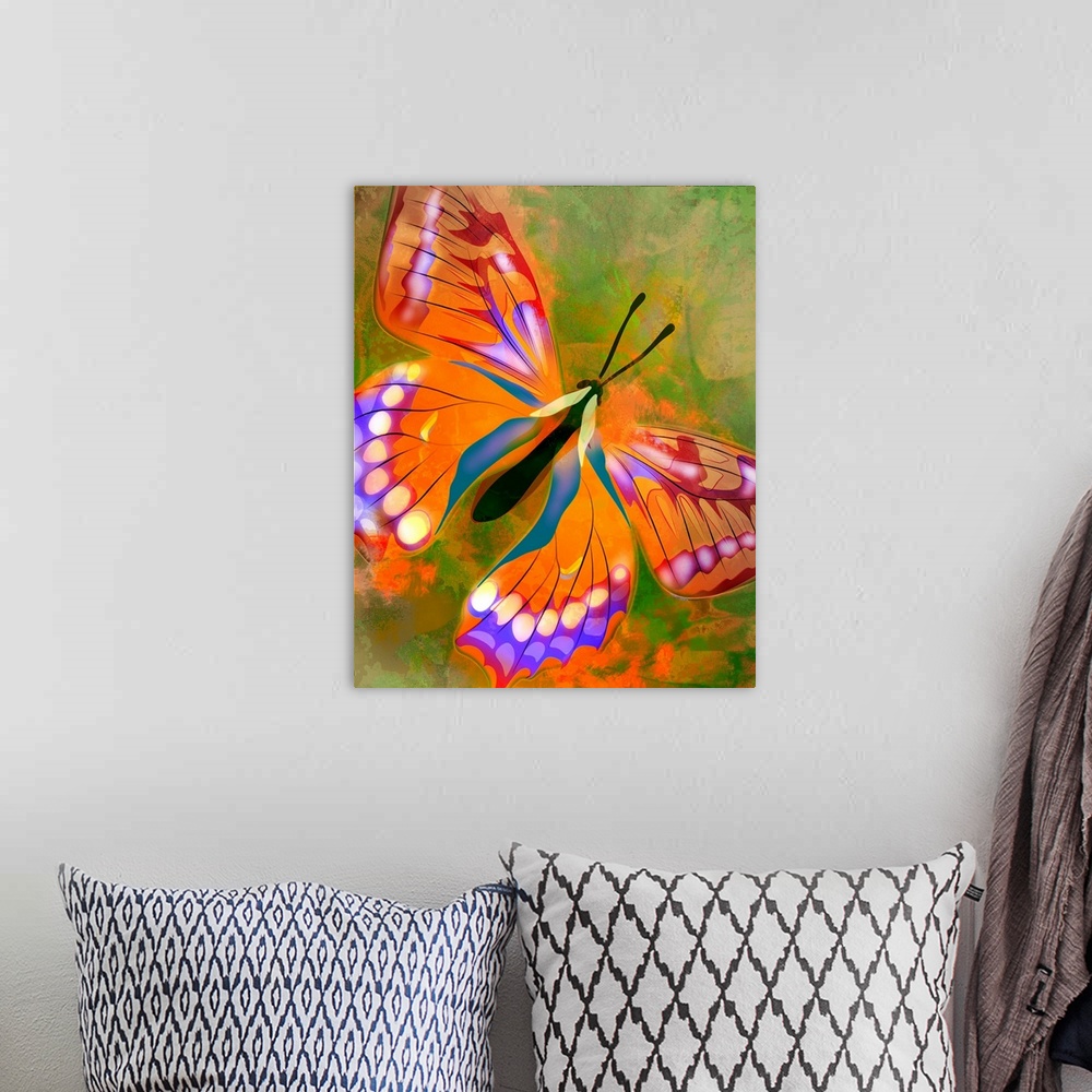 A bohemian room featuring Butterfly Illustration