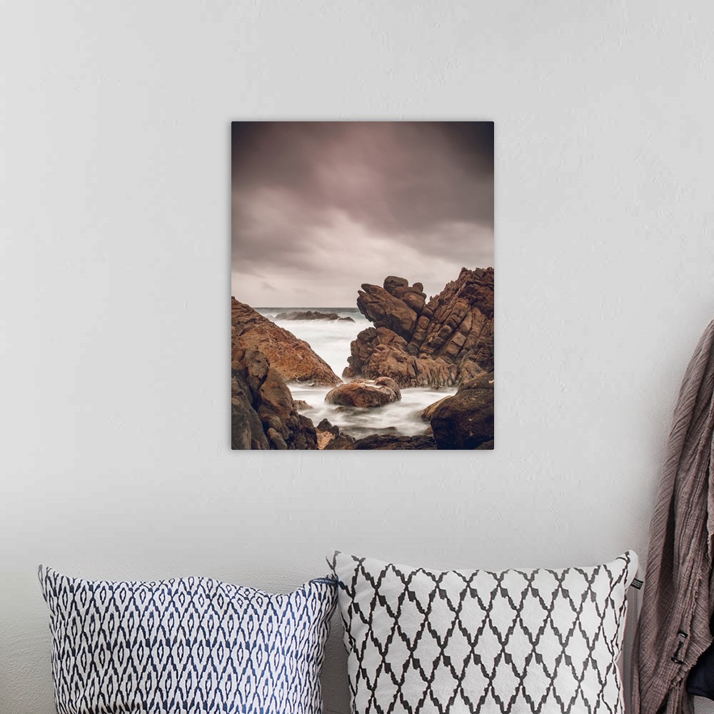 A bohemian room featuring Canal rocks along the coast of the Indian Ocean under a cloudy sky; Yallingup, Western Australia,...
