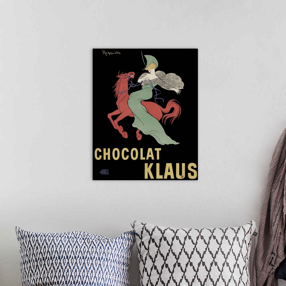 A bohemian room featuring Chocolat Klaus - Vintage Chocolate Advertisement