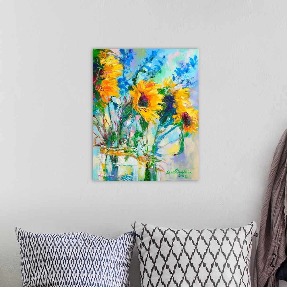 Sunflowers In Glass Bottles Wall Art, Canvas Prints, Framed Prints ...