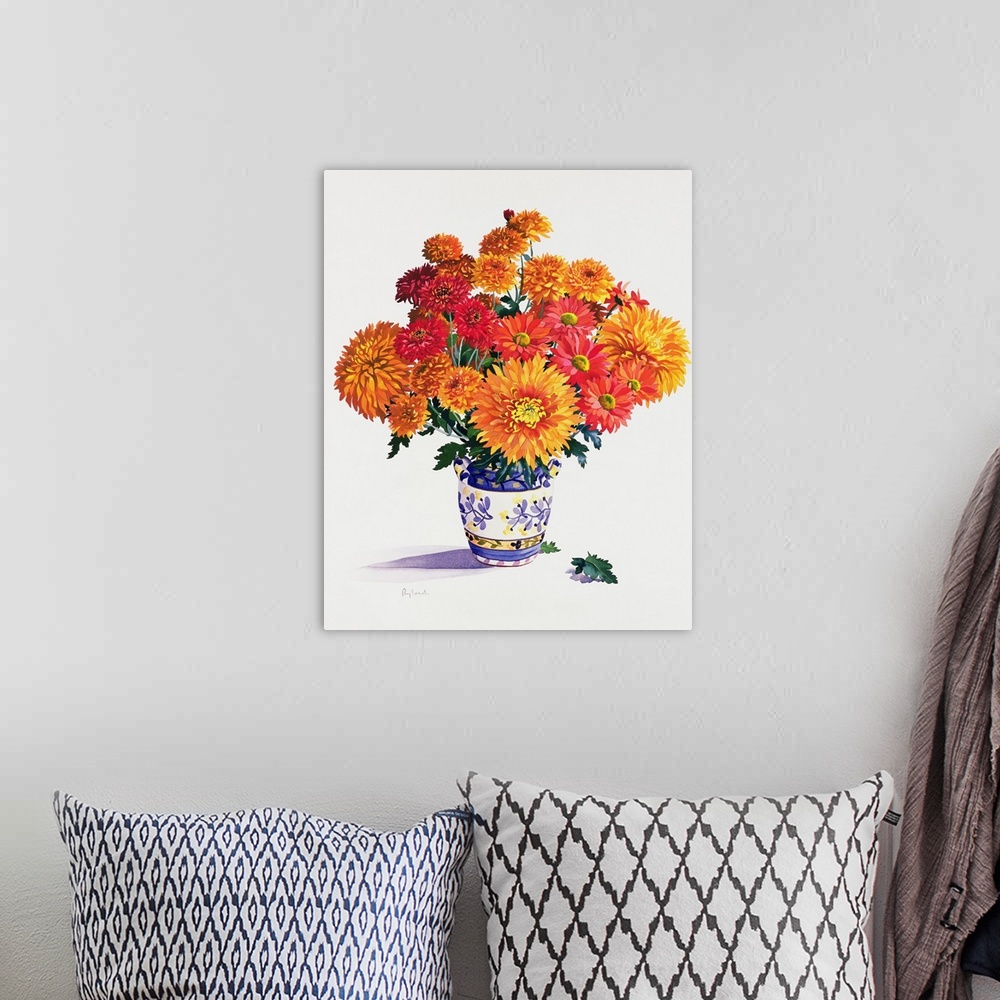 A bohemian room featuring October Chrysanthemums