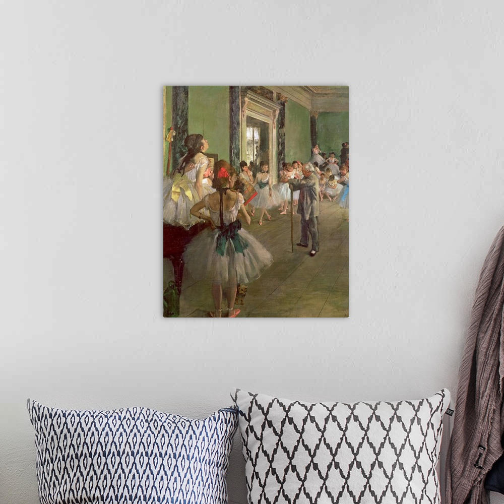 A bohemian room featuring Large oil painting of dancers being instructed by a teacher.