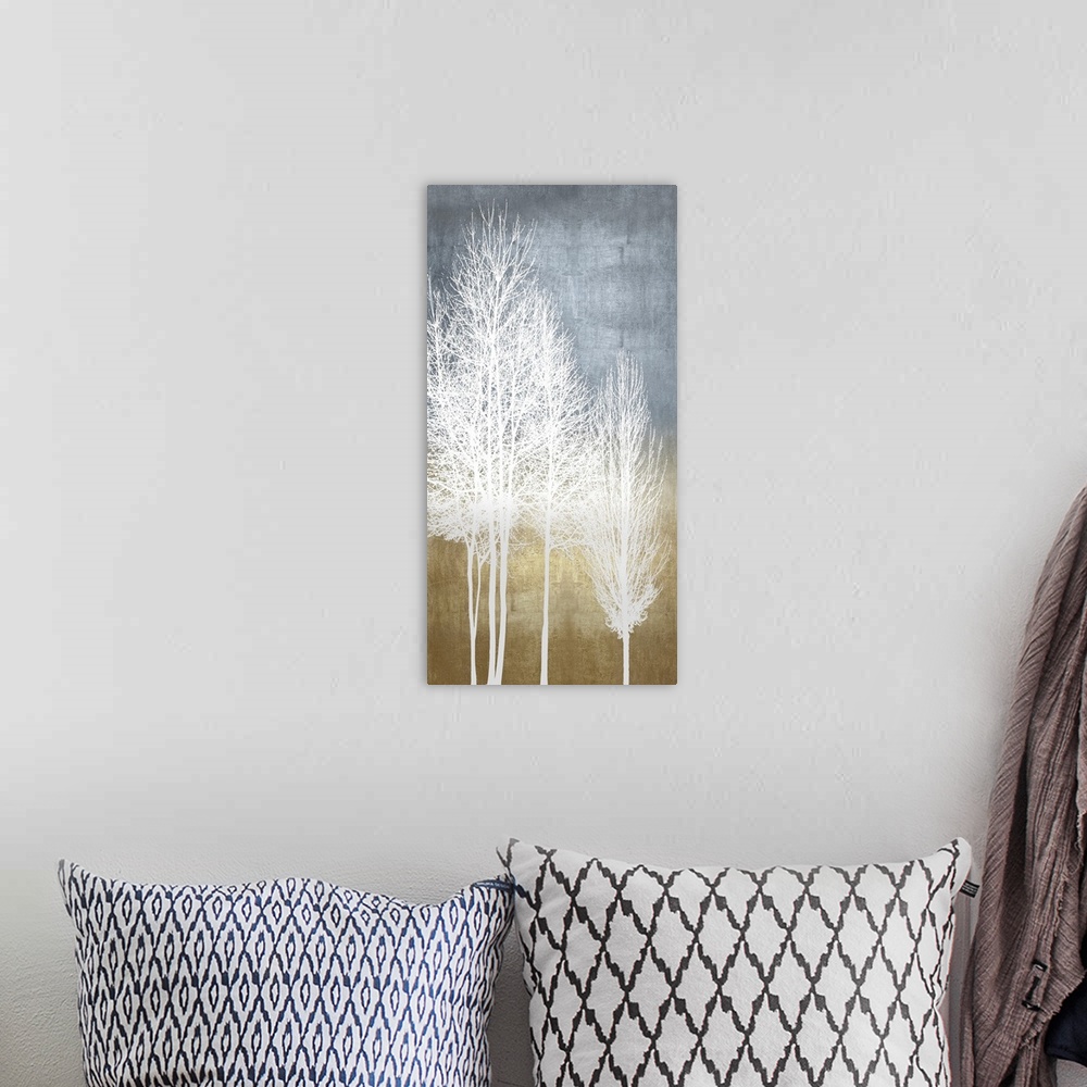 A bohemian room featuring Trees on Gold Panel I