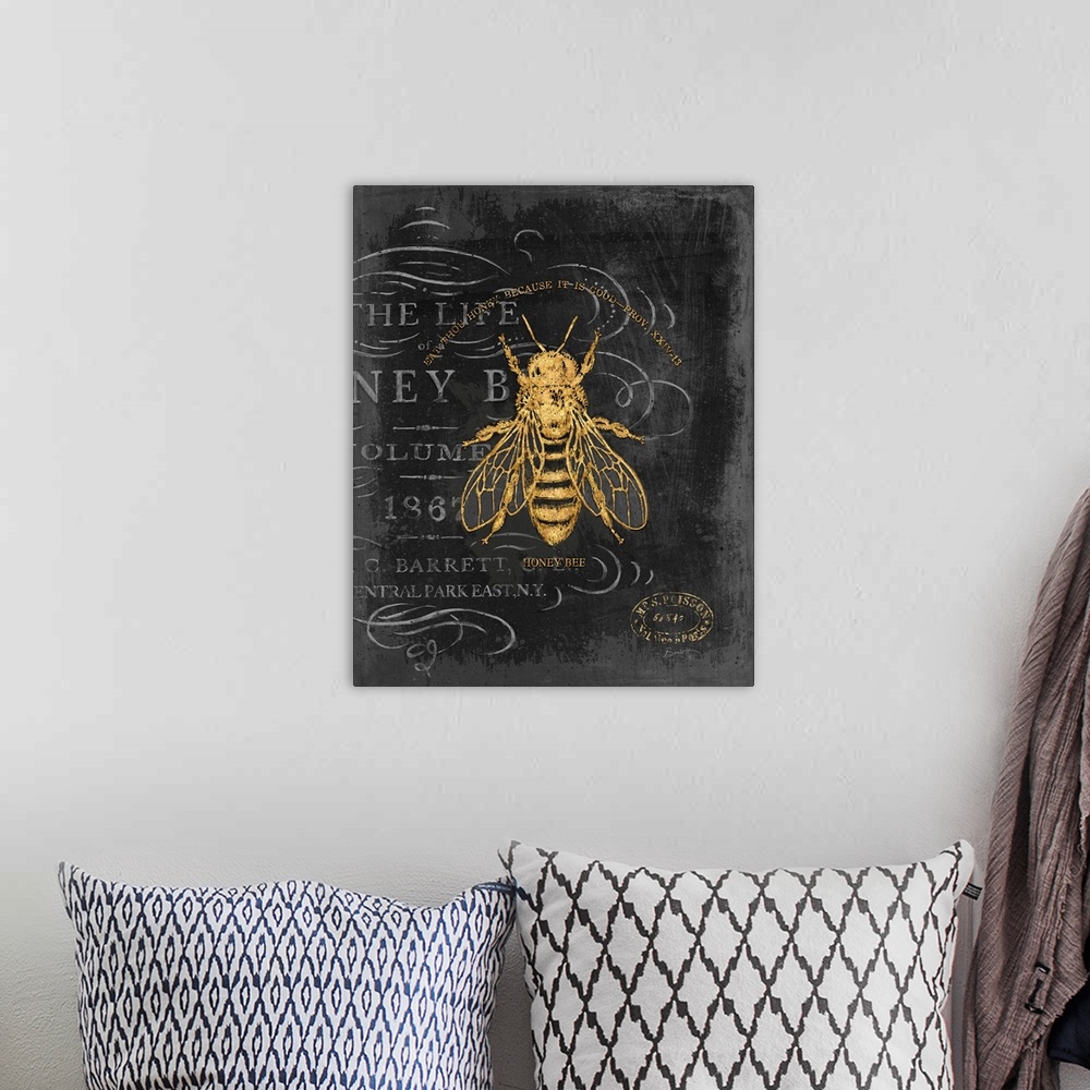 Bee Happy | Large Solid-Faced Canvas Wall Art Print | Great Big Canvas