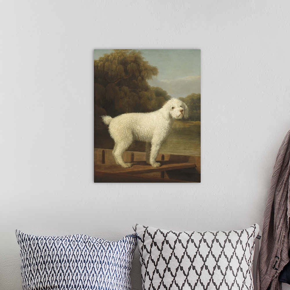A bohemian room featuring White Poodle in a Punt, by George Stubbs, 1780, British painting, oil on canvas. Self-taught pain...