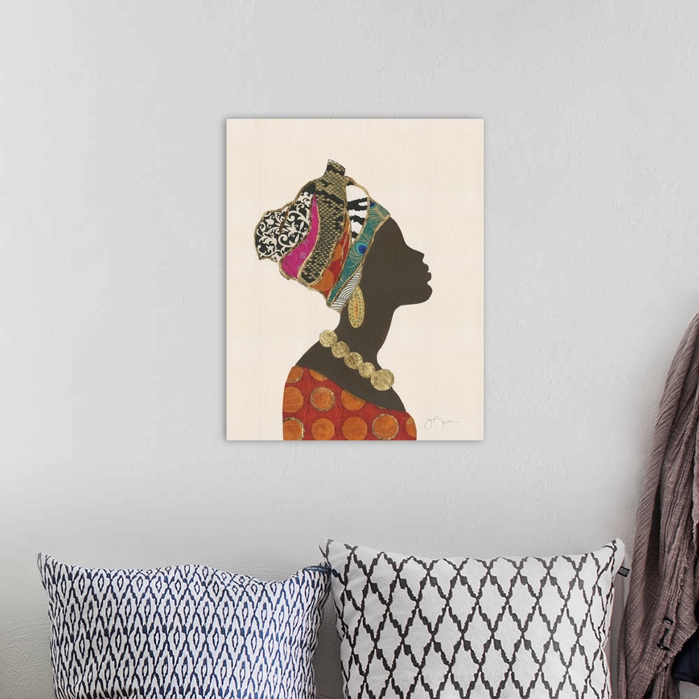 A bohemian room featuring African Silhouette Woman I