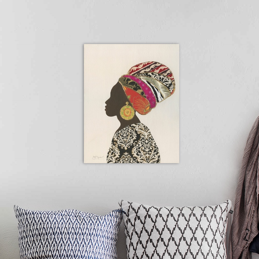 A bohemian room featuring African Silhouette Woman II
