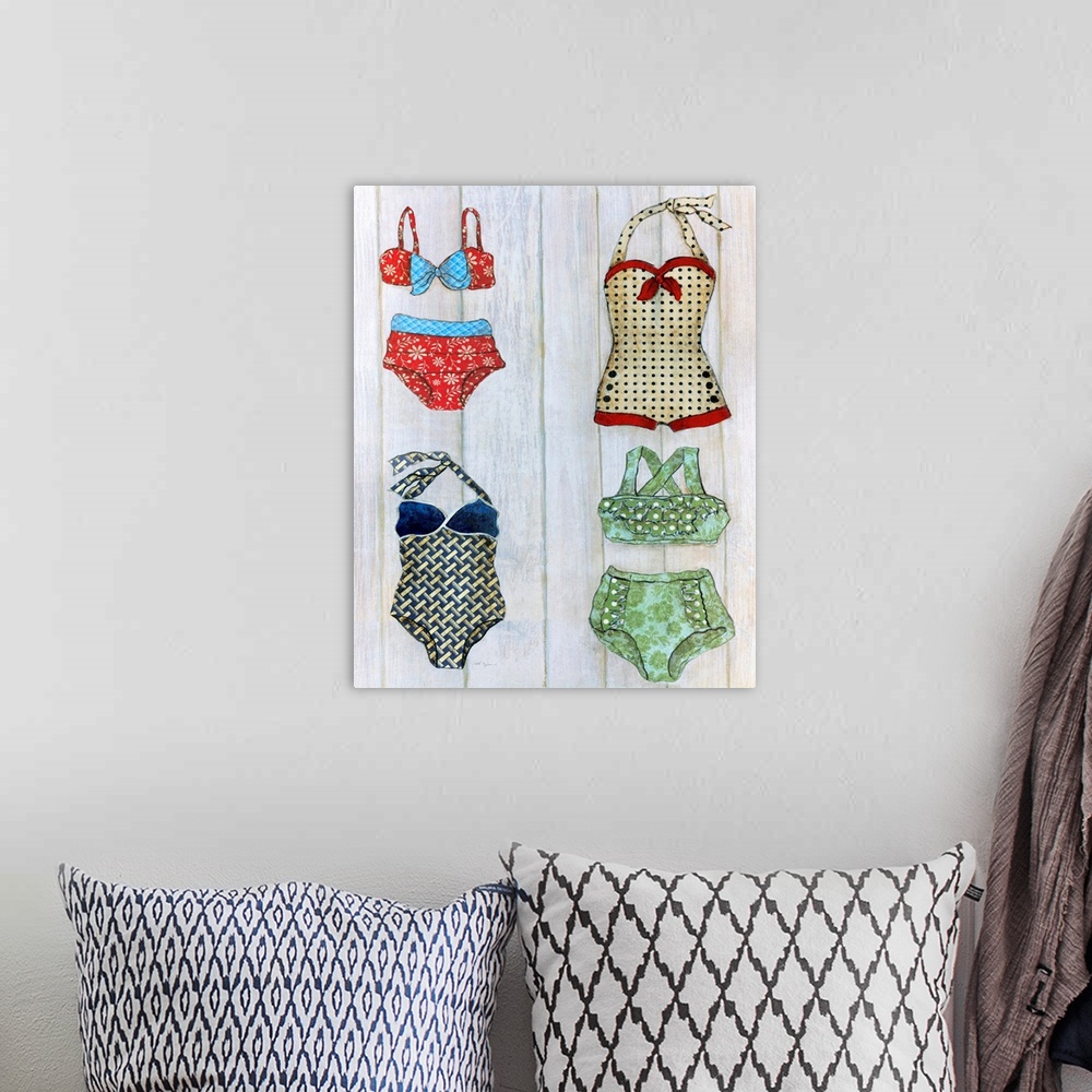 A bohemian room featuring Vintage Bathing Suits II