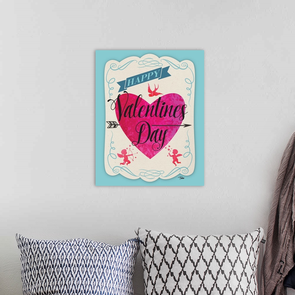 A bohemian room featuring "Happy Valentines Day"