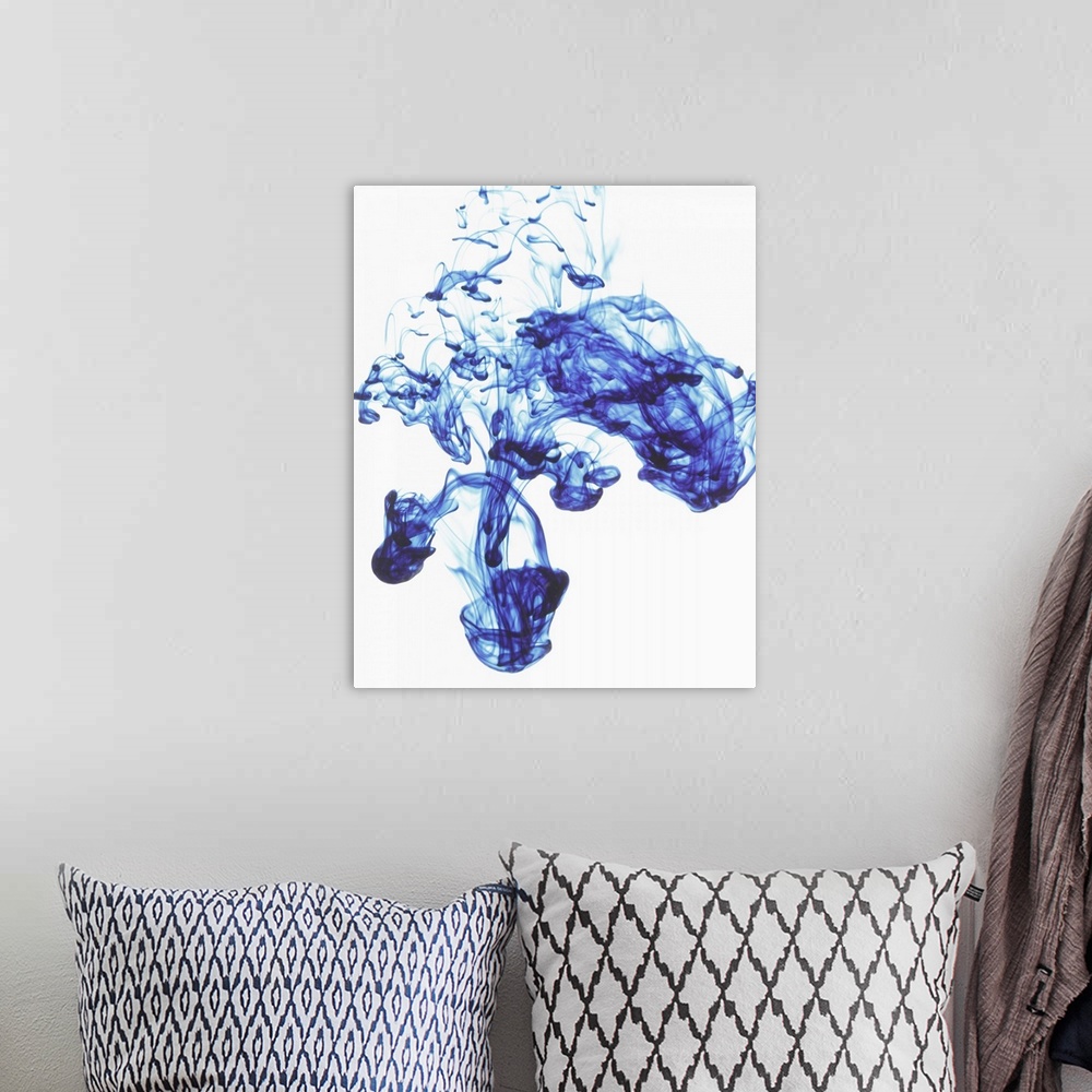 A bohemian room featuring Blue abstract on white background