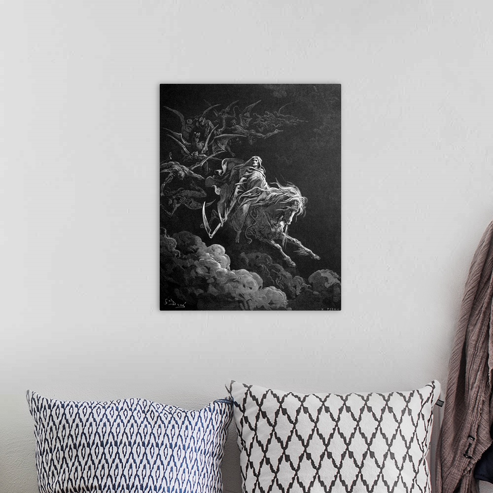Death on the Pale Horse Gustave Doré Woven Art Blanket – Dark Art and Craft