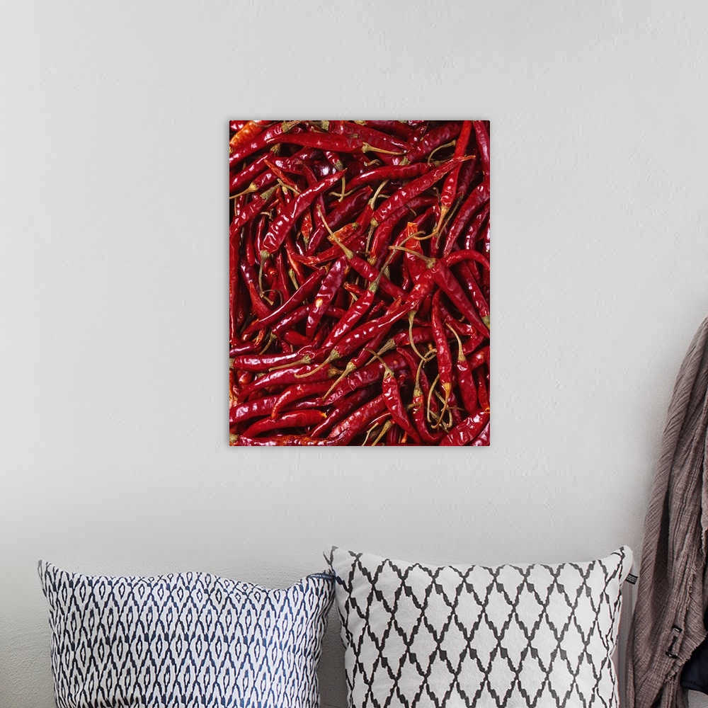 A bohemian room featuring Dried chili peppers