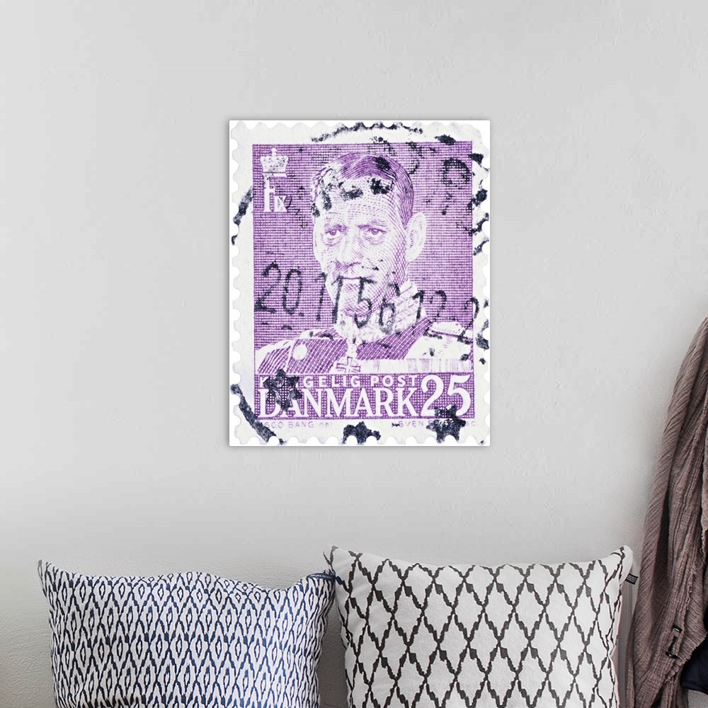 A bohemian room featuring Kongelig Post Danmark Postage Stamp, 25 ore