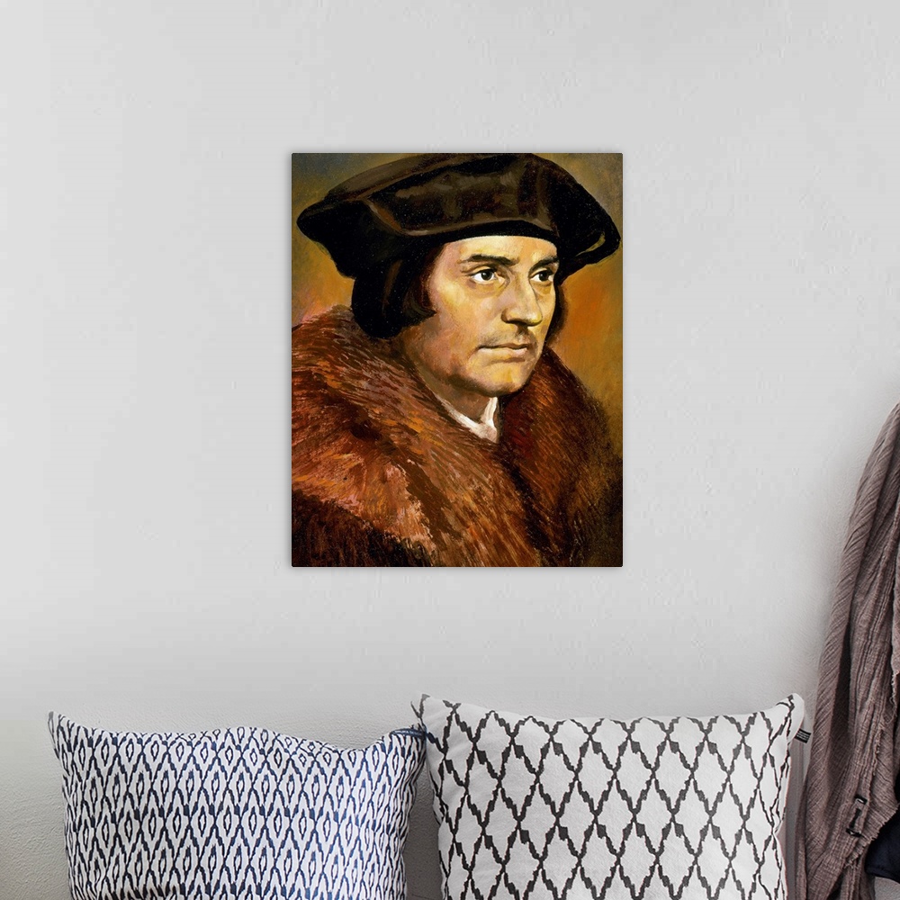 A bohemian room featuring Thomas More (1478-1535). English lawyer, philosopher, author, statesman and humanist.