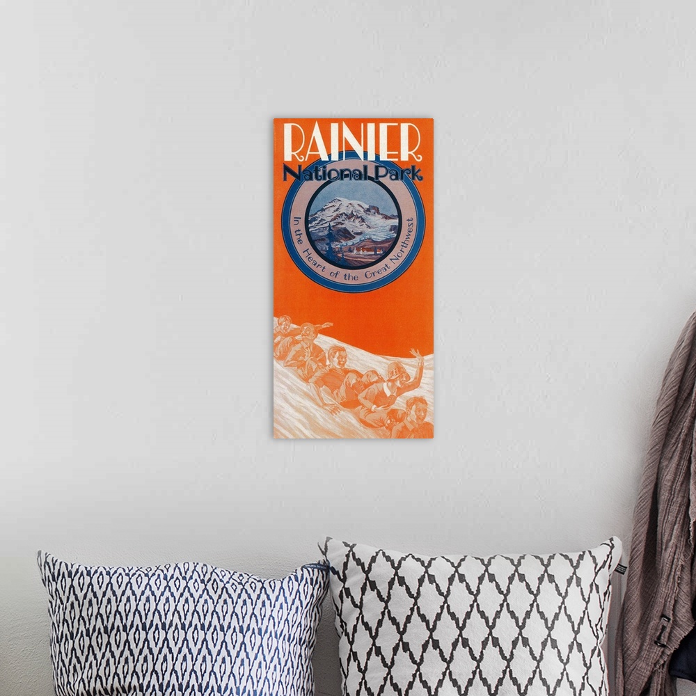 A bohemian room featuring Mount Rainier Poster, Sledding