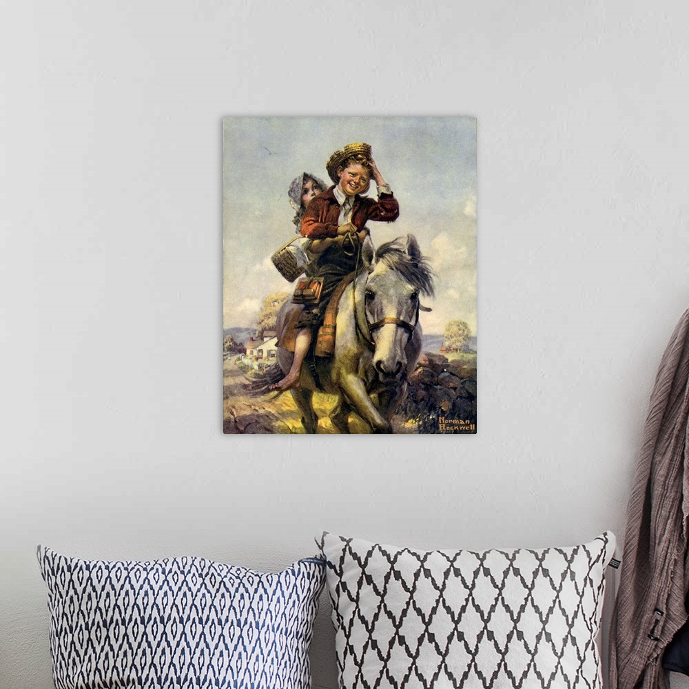 A bohemian room featuring Boy and Girl on Horse. Approved by the Norman Rockwell Family Agency.