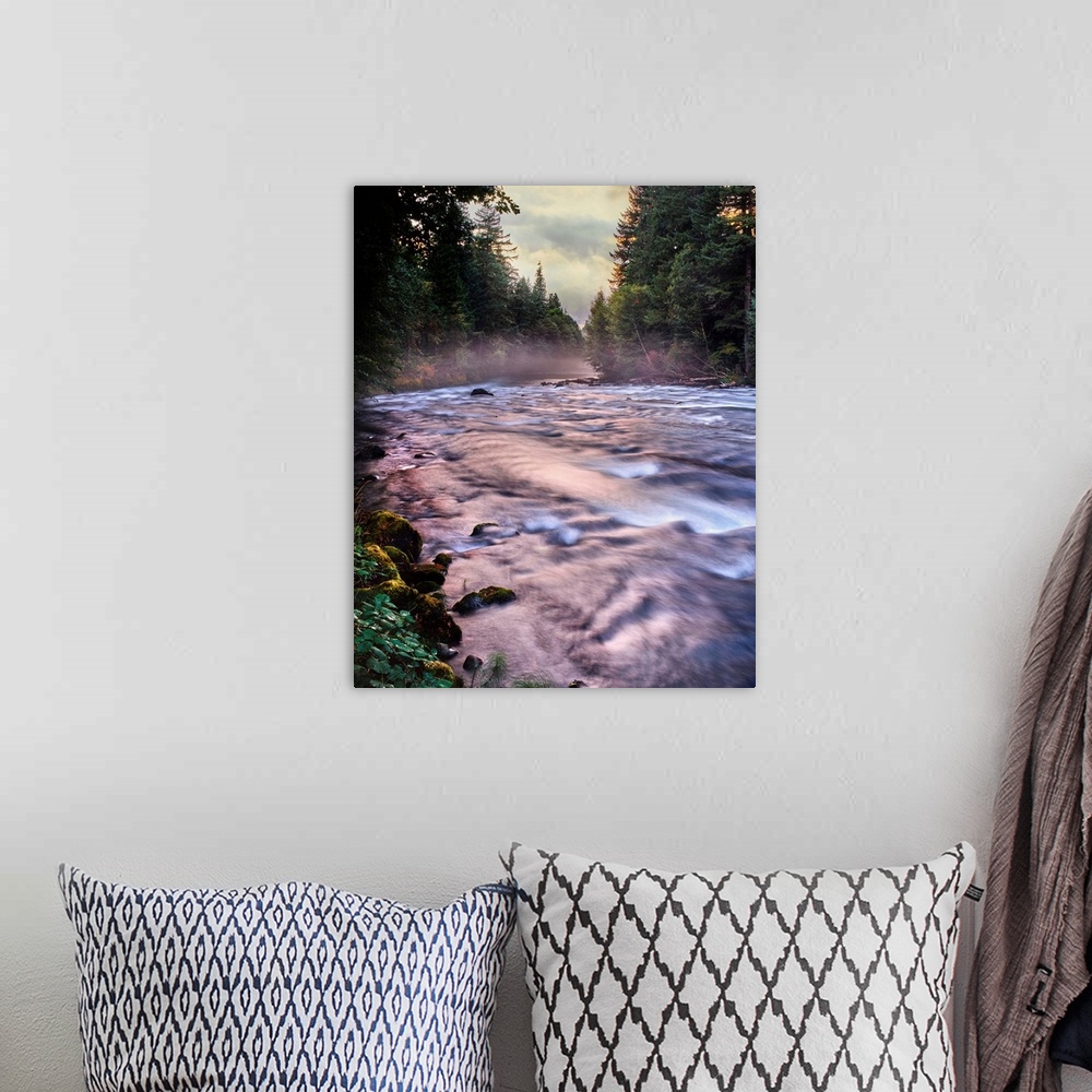 A bohemian room featuring River flowing through a forest, McKenzie River, Belknap Hot Springs, Willamette National Forest, ...