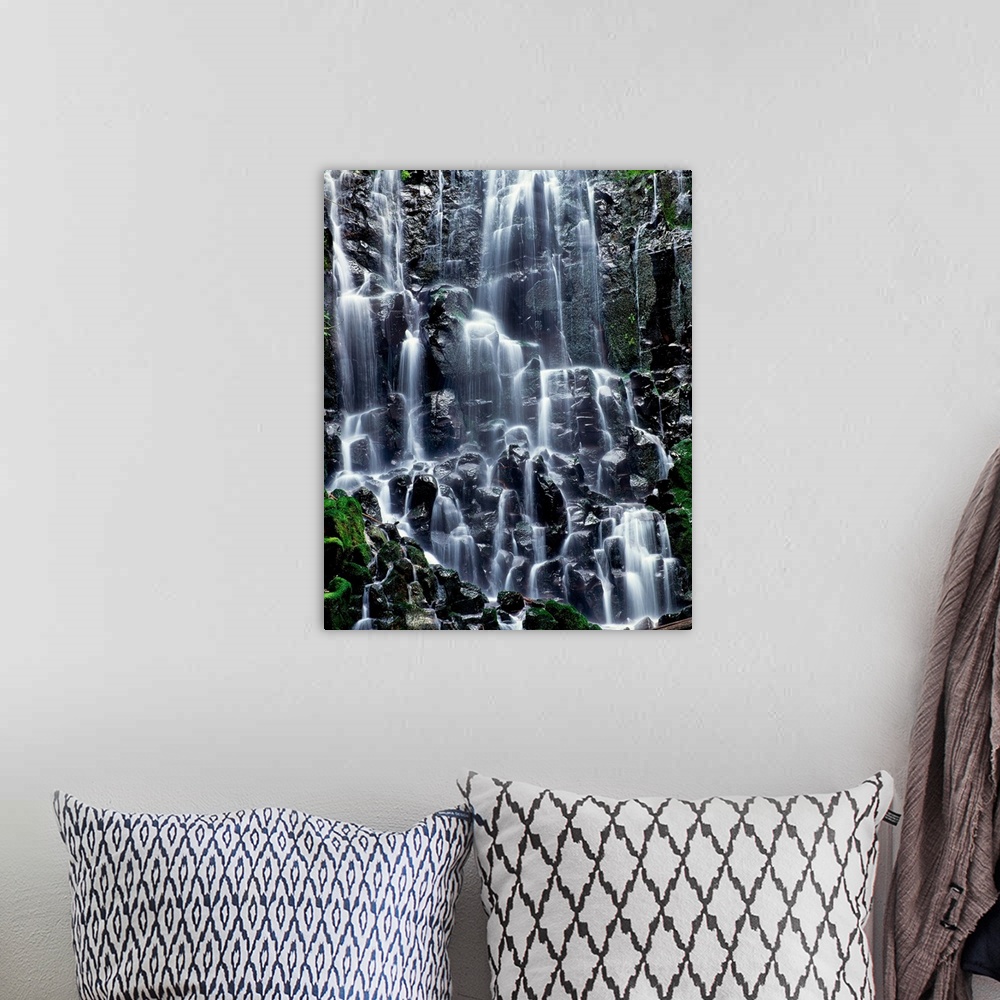 A bohemian room featuring Scenic view of waterfall, Ramona Falls, Mt Hood Wilderness, Mt Hood National Forest, Oregon, USA