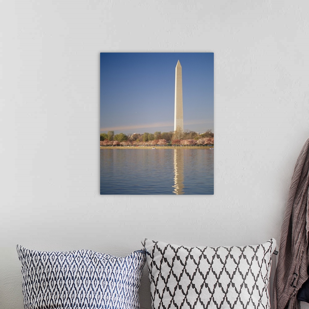 A bohemian room featuring Washington Monument with cherry blossoms, Washington DC