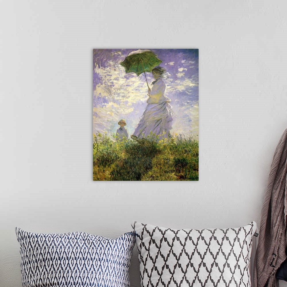 A bohemian room featuring Woman with a Parasol-Madame Monet and...