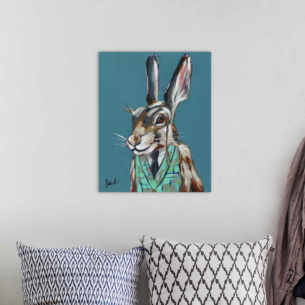 A bohemian room featuring Spy Animals III - Riddler Rabbit