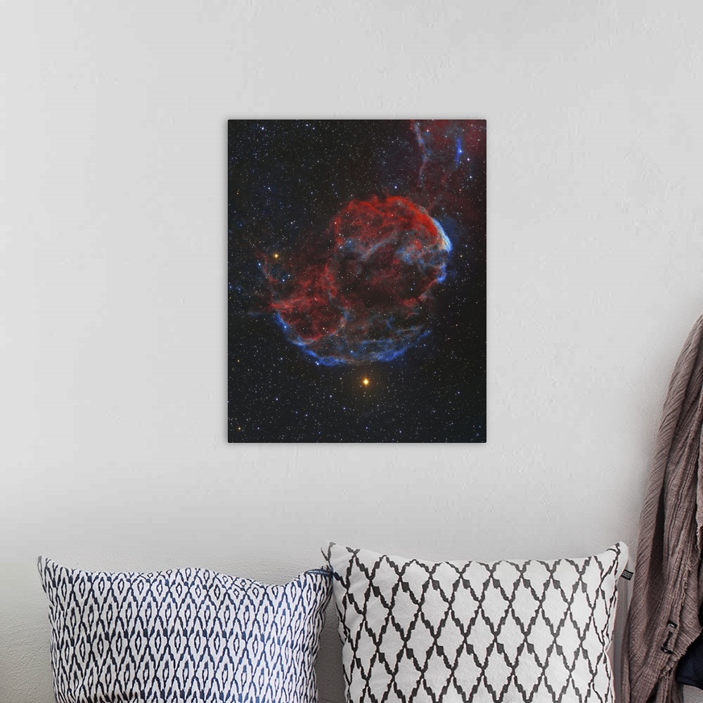 A bohemian room featuring IC 443 supernova remnant, known as the Jellyfish Nebula.
