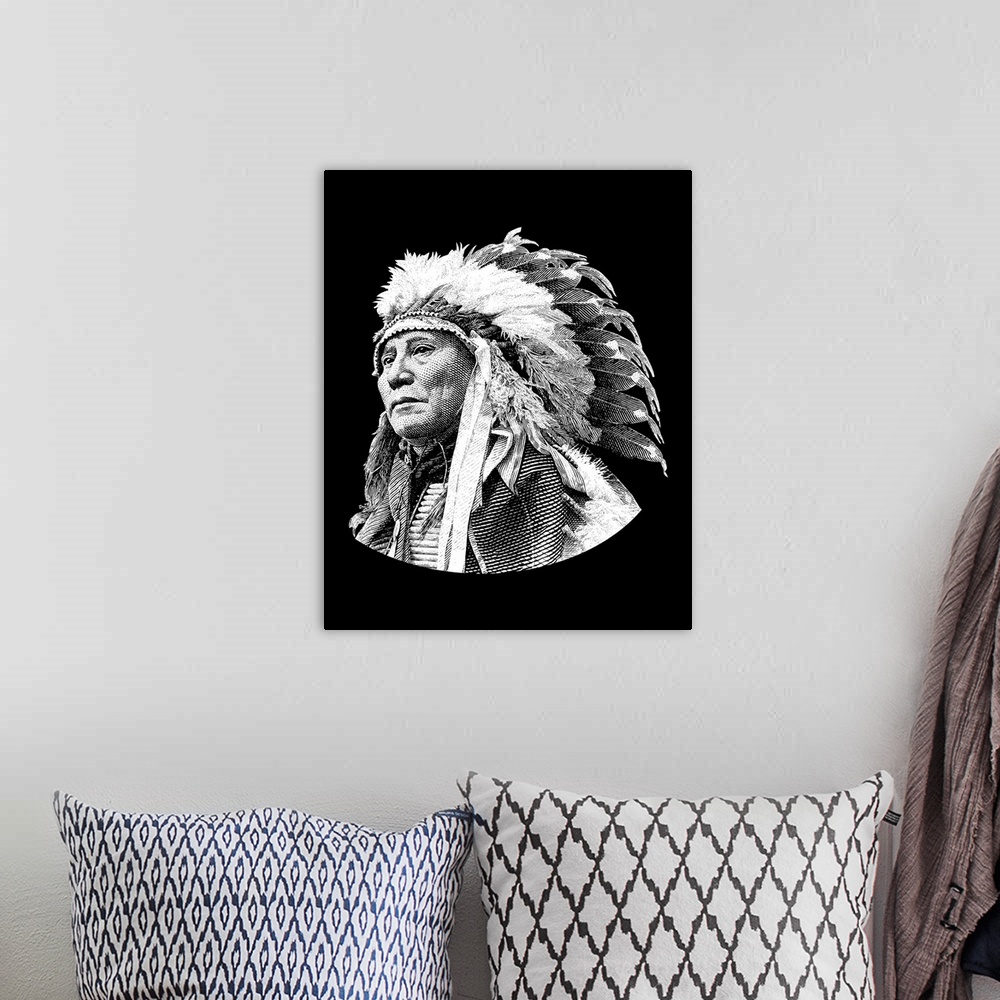 A bohemian room featuring Native American history design of Chief Hollow Horn Bear, a Brule Lakota leader.