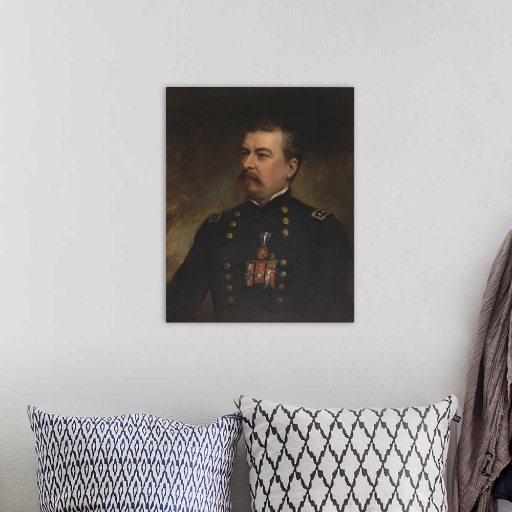 A bohemian room featuring Painting of Union Army General Philip Sheridan.