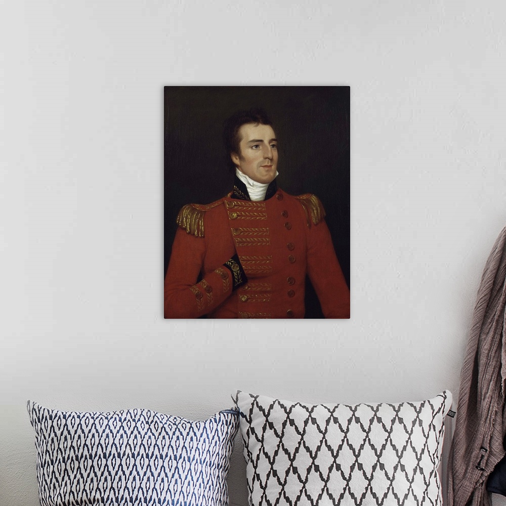 A bohemian room featuring Portrait is of Arthur Wellesley, Duke of Wellington, as a Major General in 1804.
