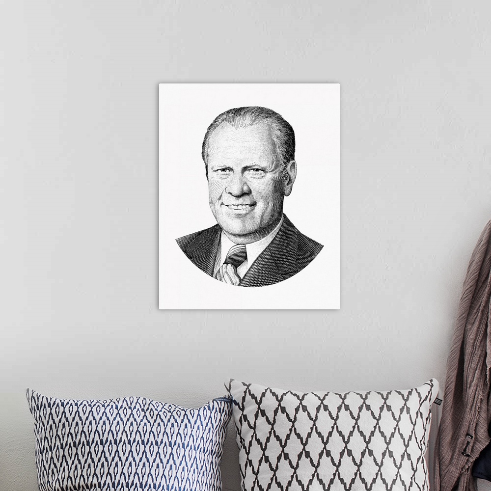 A bohemian room featuring United States political history design of President Gerald Ford.