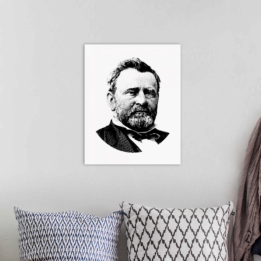 A bohemian room featuring United States political history design of President Ulysses S. Grant.