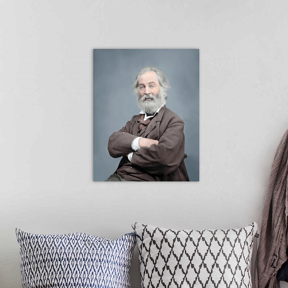 A bohemian room featuring Walt Whitman portrait, American Civil War, 1861 -1865. This photo has been digitally restored and...