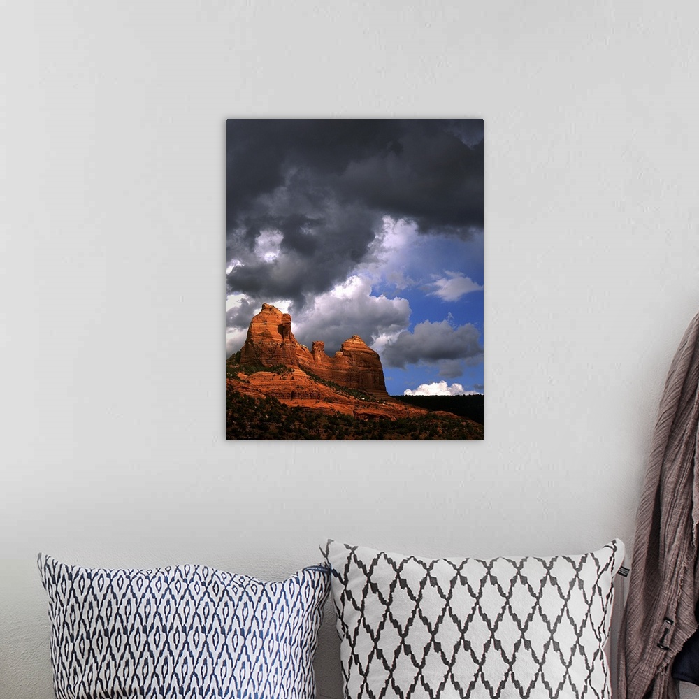 A bohemian room featuring Rocky landscape and stormy sky in USA