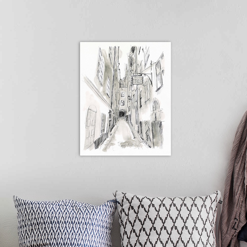 European City Sketch I | Large Solid-Faced Canvas Wall Art Print | Great Big Canvas