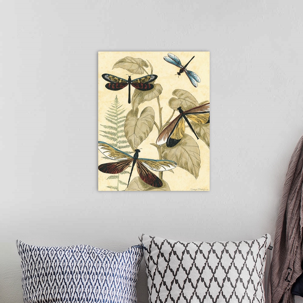 A bohemian room featuring Graphic Dragonflies in Nature II