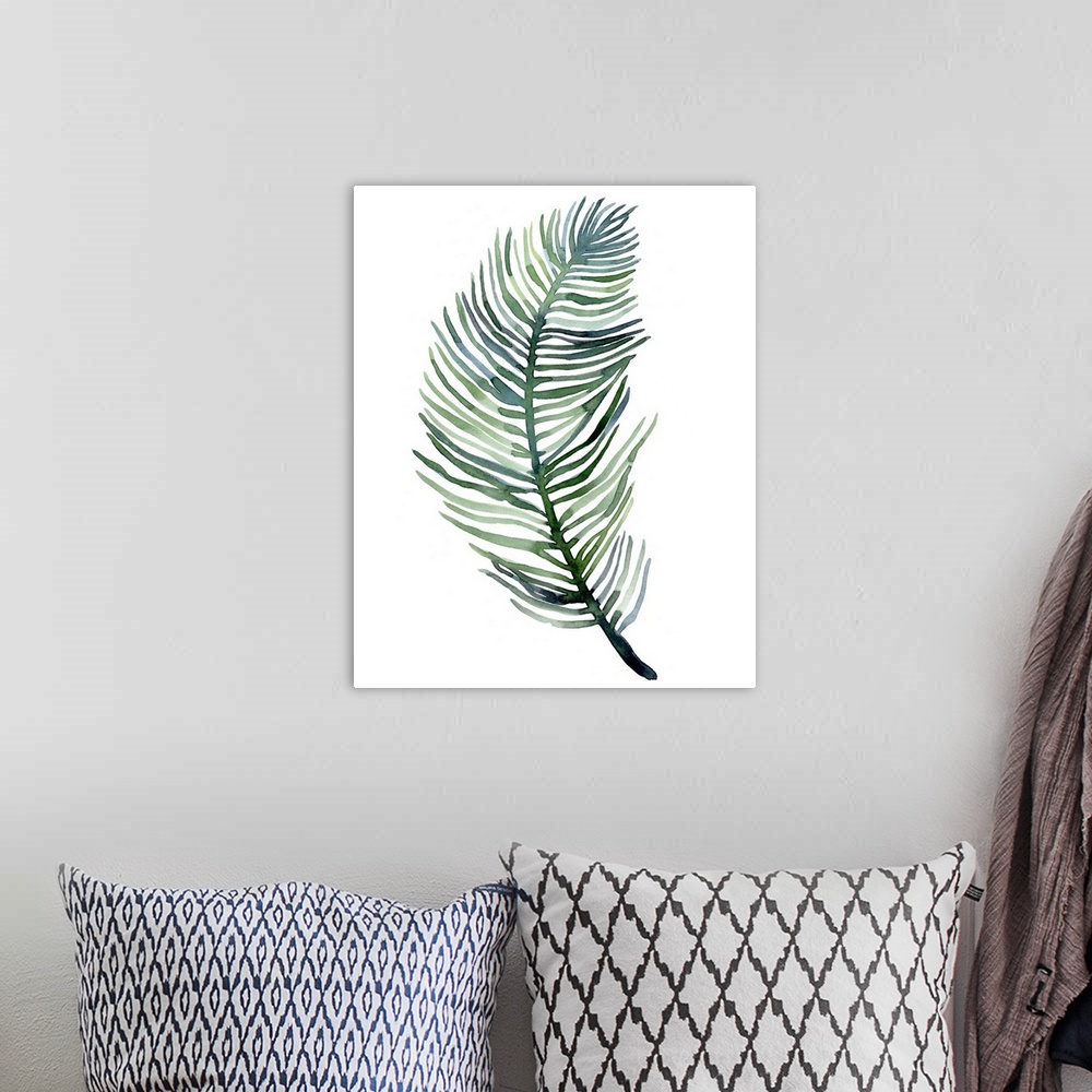 A bohemian room featuring Watercolor Palm Leaves III